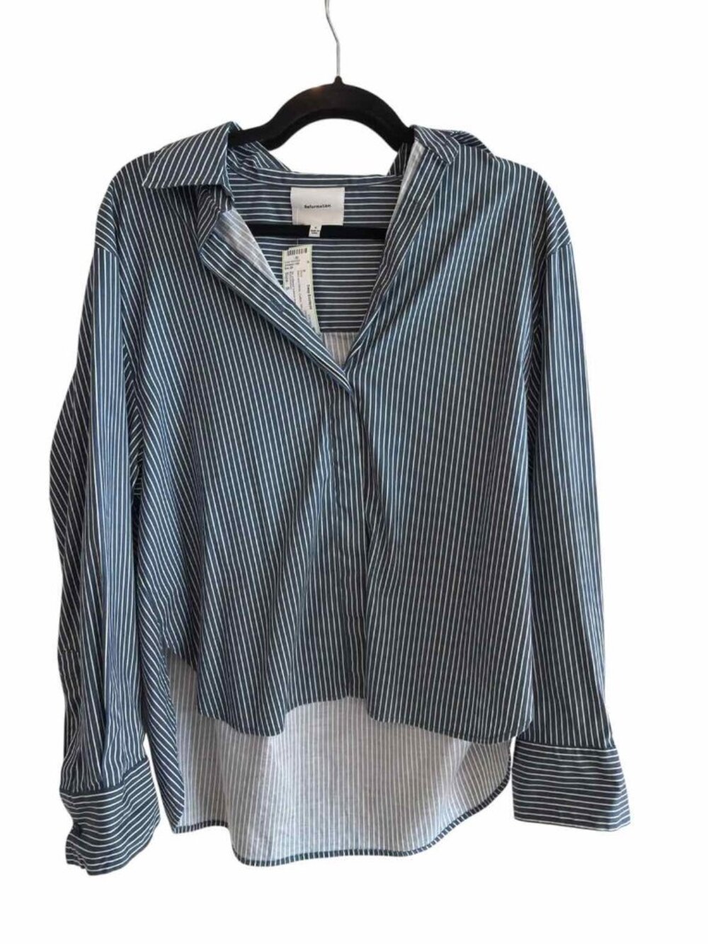 Reformation Navy and White Size S Shirt